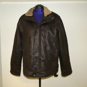 CALVIN KLEIN Faux Leather Bomber Jacket